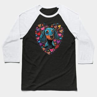 Dachshund Valentine Day Baseball T-Shirt